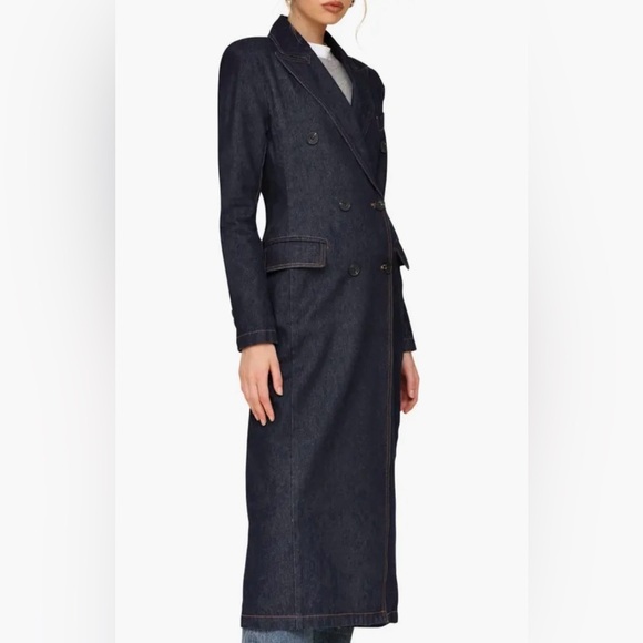 AVEC LES FILLES Tailored Double-Breasted Maxi, Denim Trench Coat, Sz. XS - Picture 2 of 16